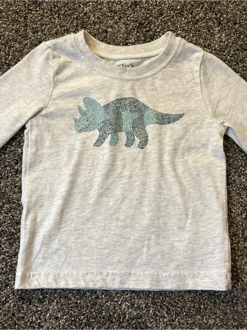 Carter's Gray Top with Green Dinosaur & Green Pants Matching Set